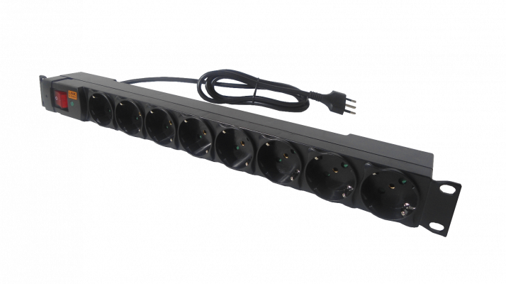 RG8CH LINKMADE PDU 8-Schuko/por-H 1-Canal-Macho 10A Rack1U interruptor luz-testigo