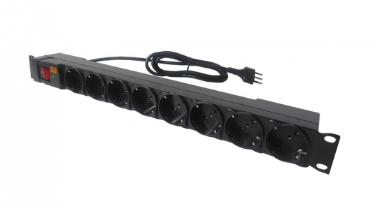 RG8CH LINKMADE PDU 8-Schuko/por-H 1-Canal-Macho 10A Rack1U interruptor luz-testigo