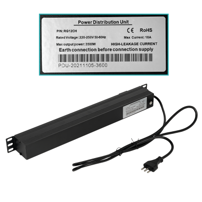 RG12CH LINKMADE Unidad de Distribución Eléctrica 12 Tomas Hembra Suiza 10A 1U Rack con Interruptor Piloto y Enchufe Macho Suizo
