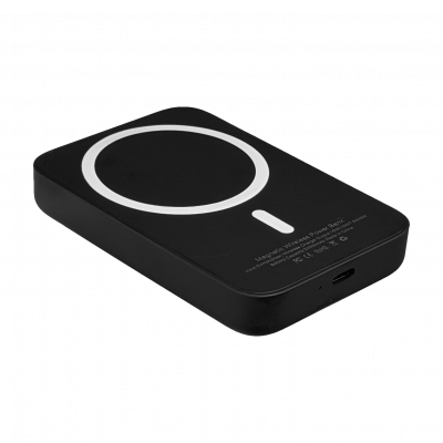 BAT-MAG Acumulador Portátil Carga Inalámbrica Acabado Negro Conector USB-C-H Potencia 15W Capacidad 2000mAh Entrada 5Vdc 3A