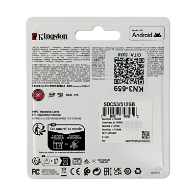 MSD-512GB KINGSTON Tarjeta MicroSD 512 Gigabytes con Adaptador SD Velocidad Lectura 100MB/s Escritura 85MB/s Clase 10 UHS-I U3 V30