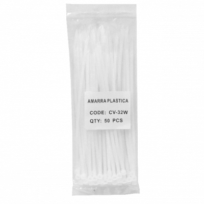 CV-32W 50-unidades Sujetacables Plástico Nylon Blanco 200x3,6mm Brida 3.6x200mm