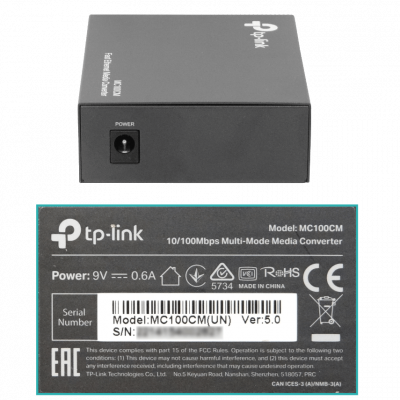 MC100CM TP-LINK Convertidor de Medios Transceptor Multimodo 100Mbps 2 Puertos SC 850nm Alcance 2km