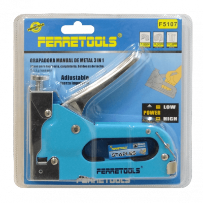 ENGRAPADORA-3 Engrapadora Manual para Grapas Rectangulares de 4 a 14 mm, Redondas de 10 a 12 mm y Clavos en T de 10 a 14 mm