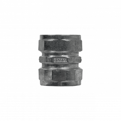 EMT25-UC Acoplador de Compresión Recto de 25mm en Acero Zincado para Tubería Conduit EMT de 25,0mm