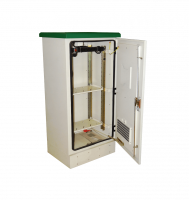 RK22-5LE LINKMADE Armario Rack 22U 644x500mm para Exterior/Piso Beige IP65 con PDU, Bandeja y Ventilación