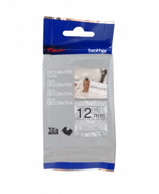 TZE-MPSL31 Cinta de Etiquetas BROTHER 12mm Texto Negro sobre Base Plateada 4 Metros para PT-H110/E300