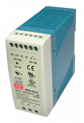 MDR-60-5 MEANWELL 5VDC 50W 10A Regulable Grosor-42mm Carril-DIN Fuente-Alimentación