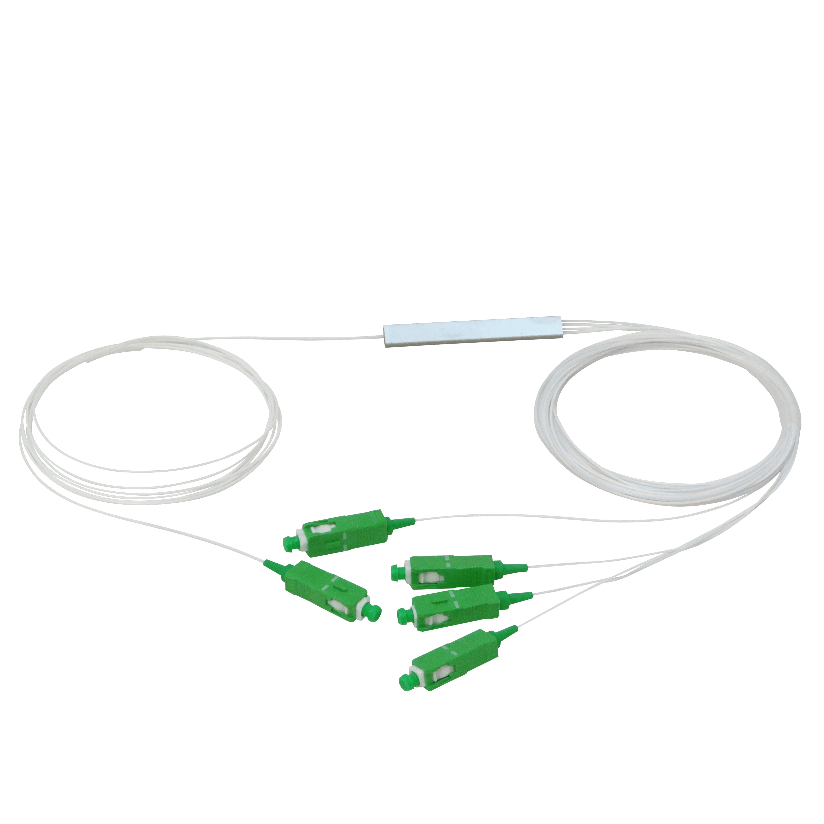 SPLITTER-04A 1x4 Conectores-SC/APC Acoplador-PLC aplicable-EPON/GPON largo-2m Fibra-G657A1 espesor-0,9mm Rango-espectral-1260-1650nm