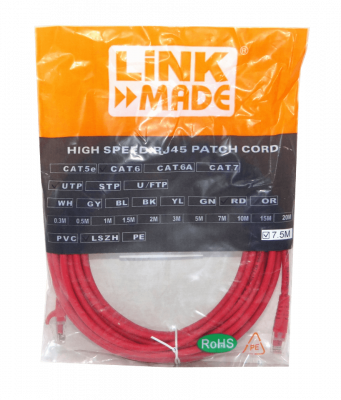 CP6CR-75L LINKMADE Cable de Red Cruzado 7,5 metros Cat6 Rojo U/UTP Latiguillo CrossOver 568A/568B