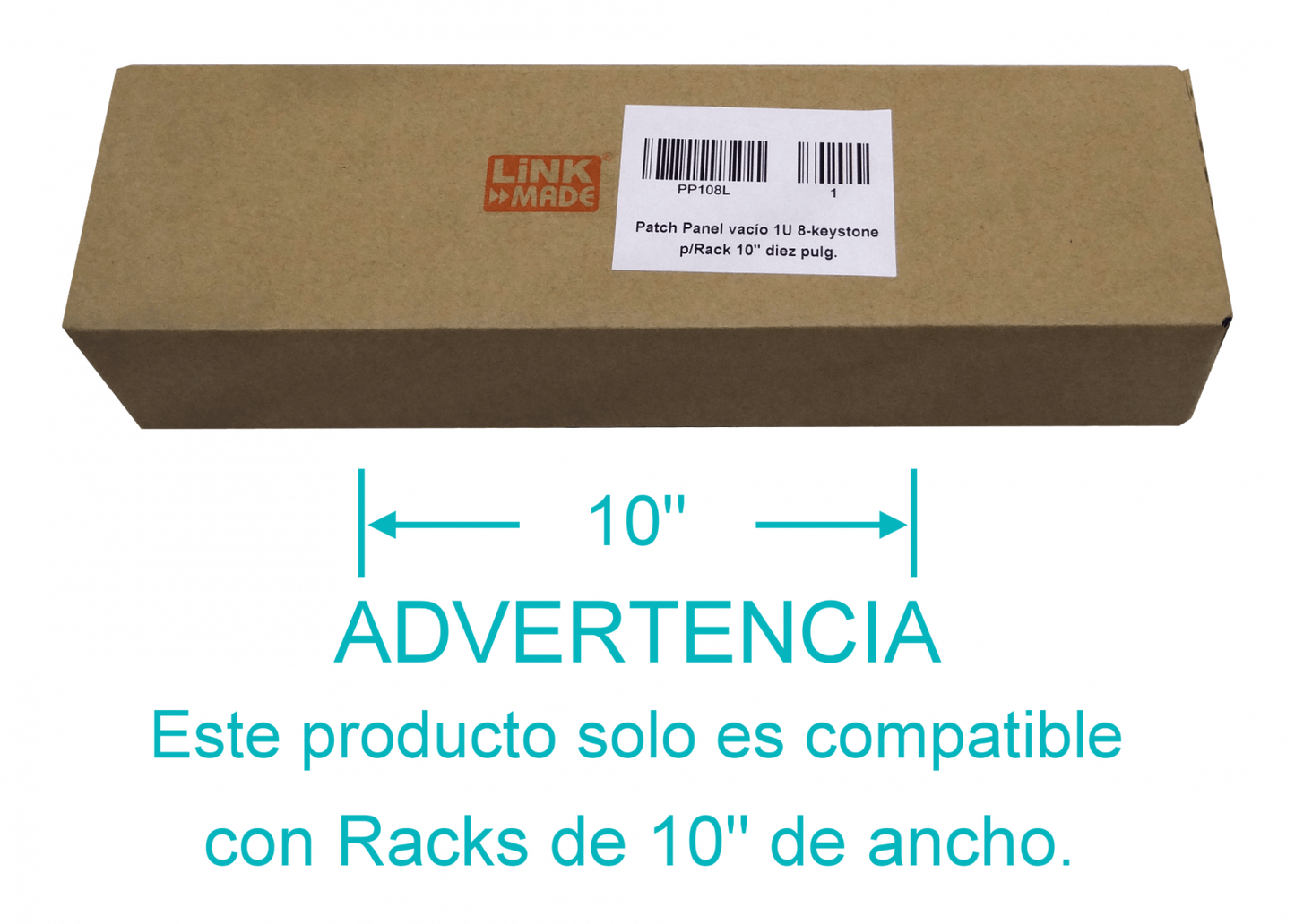 PP108L LINKMADE Panel de Conexiones Metálico de 10 Pulgadas para 8 Conectores Keystone 1U Sin Carga para Rack de 10 Puertos