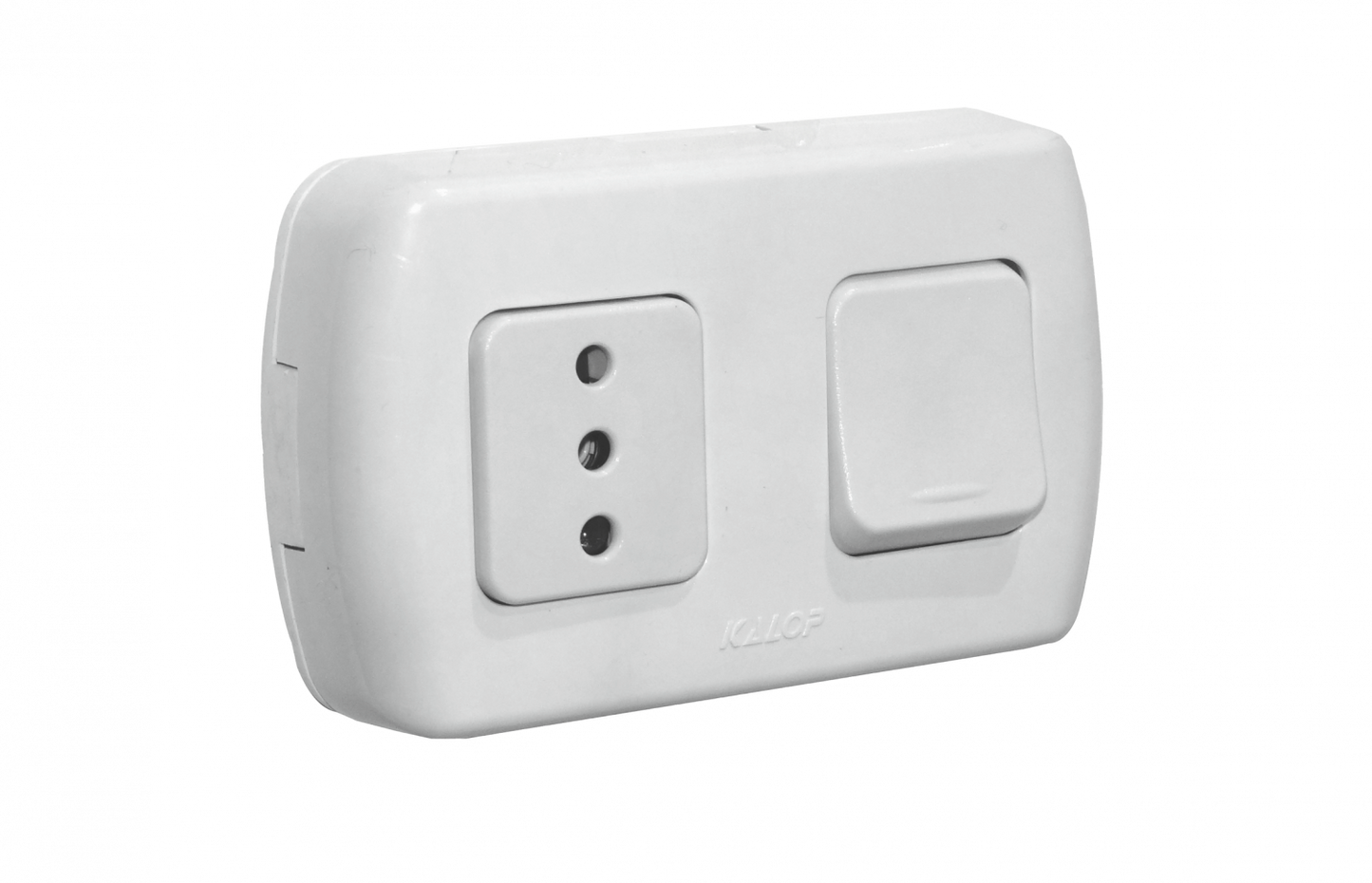 ENCH-INTERRUP KALOP Interruptor con Toma de Corriente Superficial Blanco con Conexión a Tierra Tekna KS39674