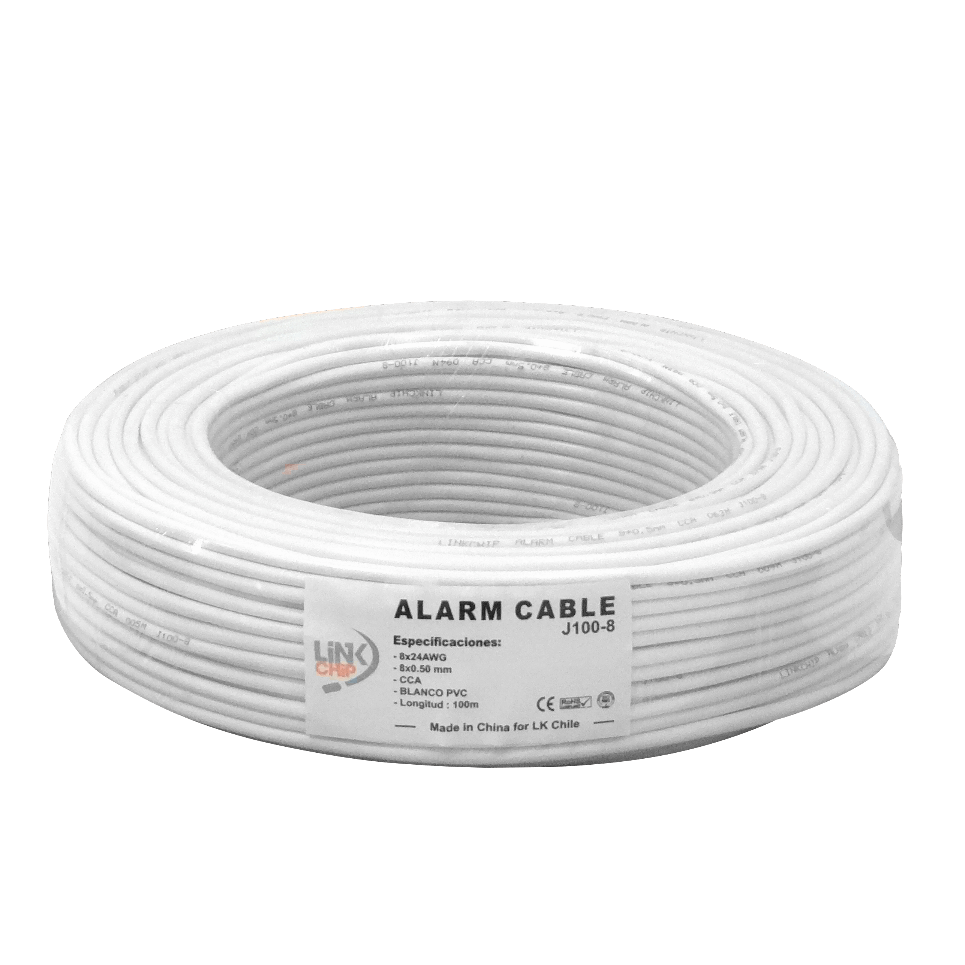 J100-8 100mt 8C Alambre 24AWG Telefonico 4-Pares Redondo Aleacion CCA 8x0,5mm