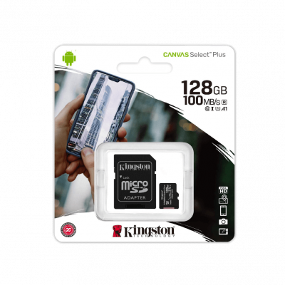 MSD-128GB KINGSTON Tarjeta de Memoria MicroSDXC de 128GB Clase 10 con Adaptador a Tamaño SD Incluido SDCS2/128GB