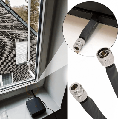 NMTNH 30cm Recto N-Hembra N-Macho Paso Ventana Puerta Cable Coaxial 0-6GHz Negro
