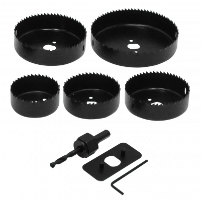 F3255 64-76-89-102-127mm Juego-5piezas Sierras de Corona para Madera Portabrocas-3/8pulgadas