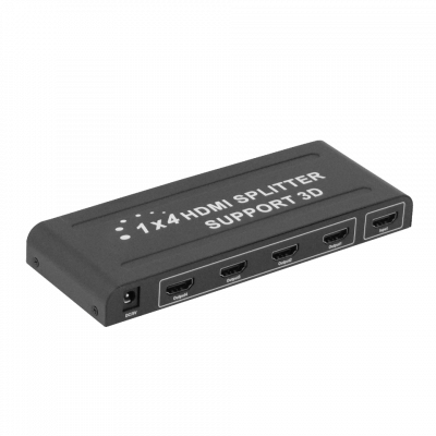 HDMI-1X4 Distribuidor HDMI 1x4 v1.4 1080p 1 Entrada 4 Salidas con Fuente 5V-2A y 5 Cables HDMI-H HDTV-104