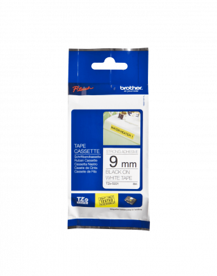 TZE-S221 BROTHER Rotuladora 9mm Negro sobre Blanco Cinta 8mt para-PT-H110 Adhesivo-Reforzado