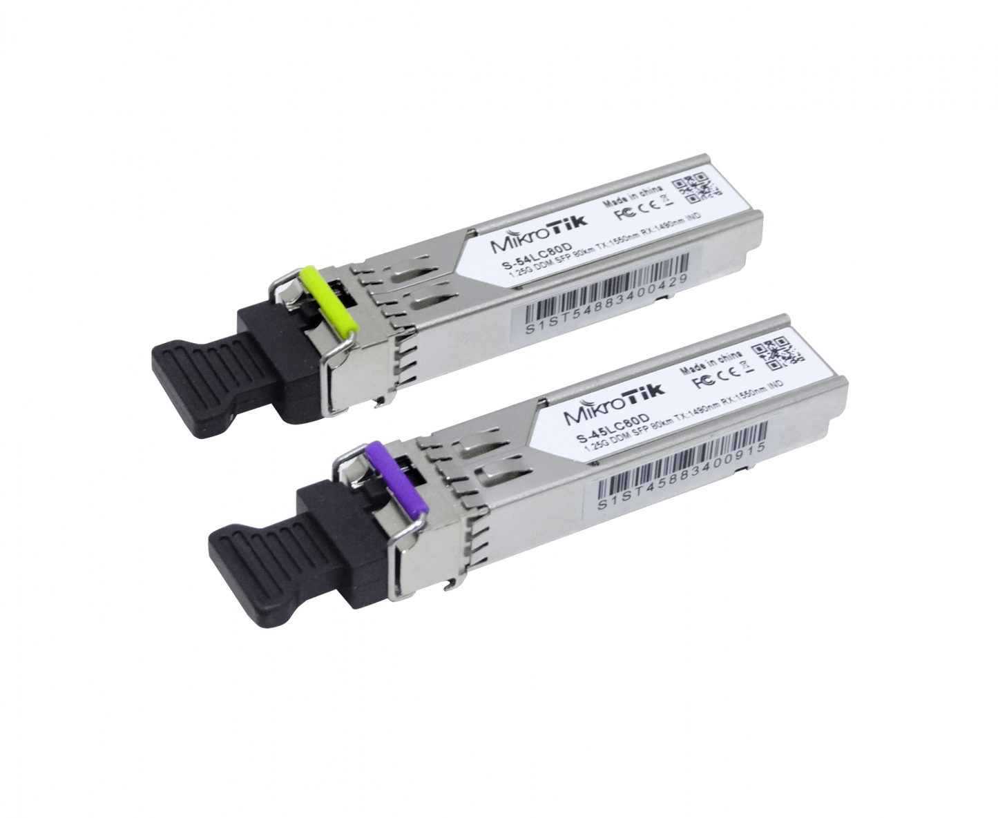 S-4554LC80D MIKROTIK 1-LC 80km Pareja SFP WDM Bidireccional 1550nm/1490nm 1,25Gbps
