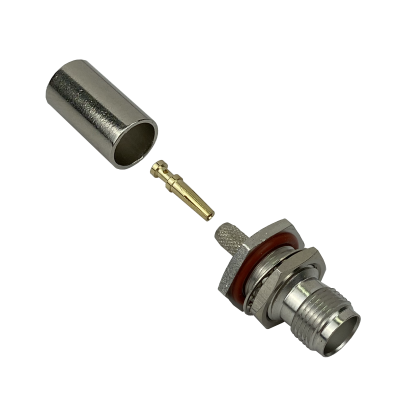 TH2E CONECTOR COAXIAL TIPO TNC HEMBRA PARA PANEL, CRIMPEABLE, COMPATIBLE CON LMR195/RG58, DIÁMETRO 13mm