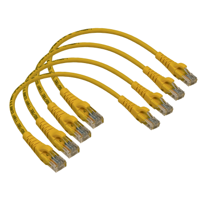 CPM-03-4. LINKMADE 4 Unidades 30cm Cable de Interconexión Cat5E Amarillo LSZH Inyección Moldeada Conductores Múltiples