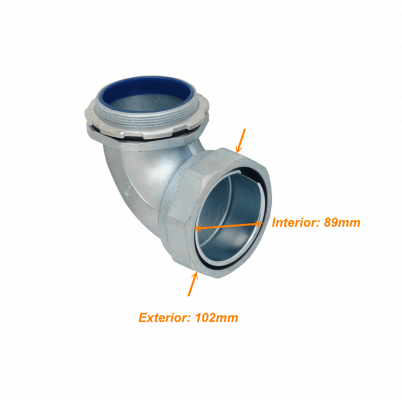 M03-SAC Conector metálico codo prensaestopas de 3 pulgadas para tubería flexible aislante, protección IP65