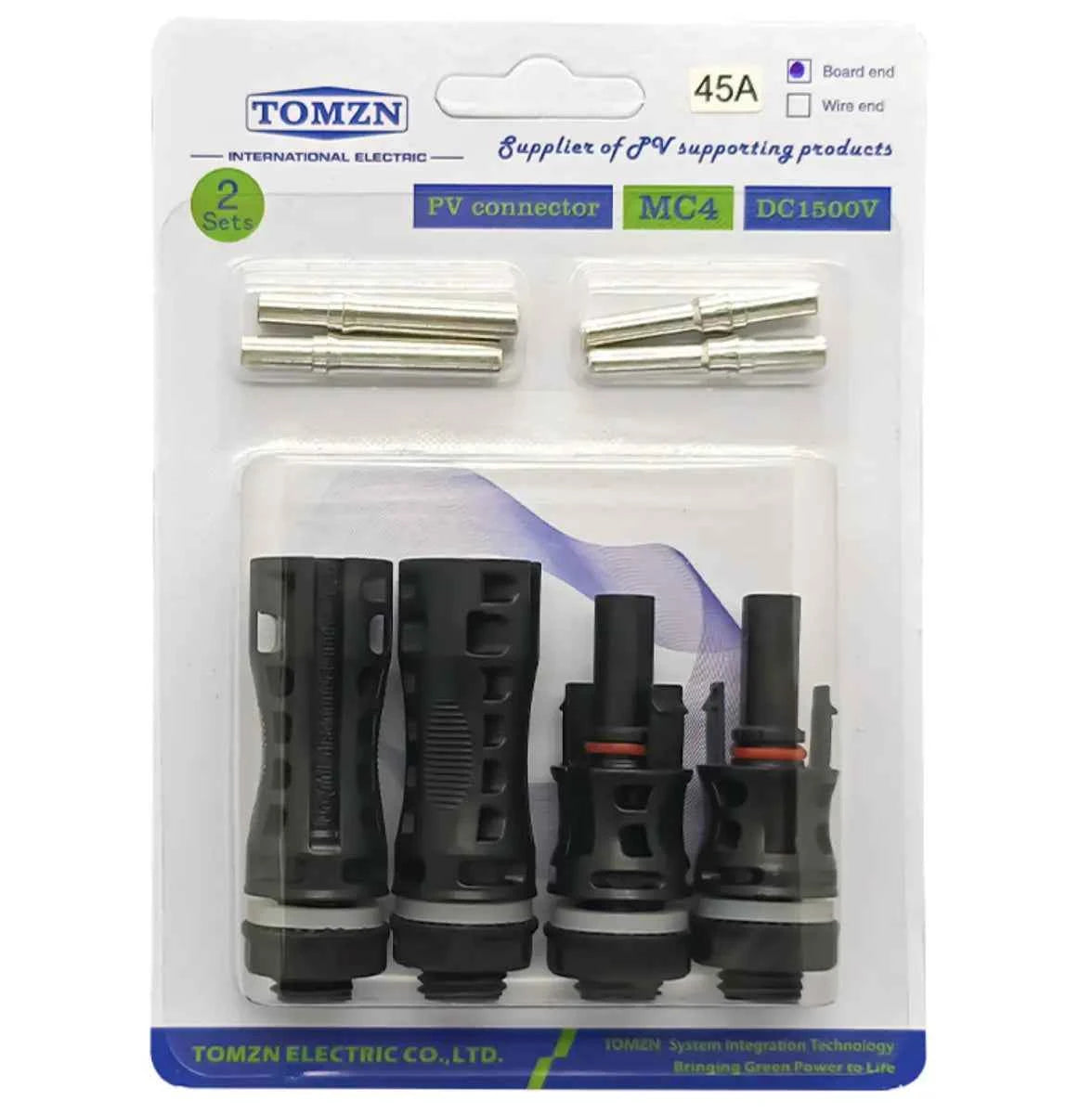 Conector MC4 1500Vcc 45A – Kit 2 Pares (para Montaje PCB / Caja de Distribución)