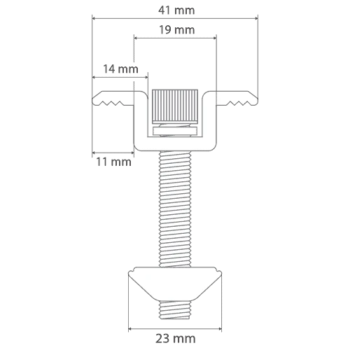 Mordaza Medio para Panel Solar 30~35mm – Negro (Para rieles CG-010)