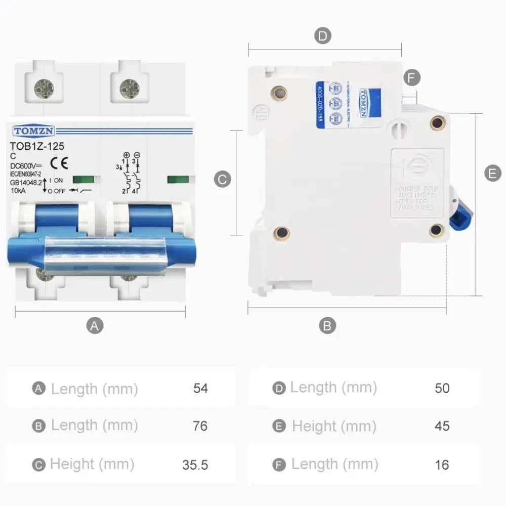 Interruptor Termomagnetico de Corriente Continua 600Vcc – 2P 100A