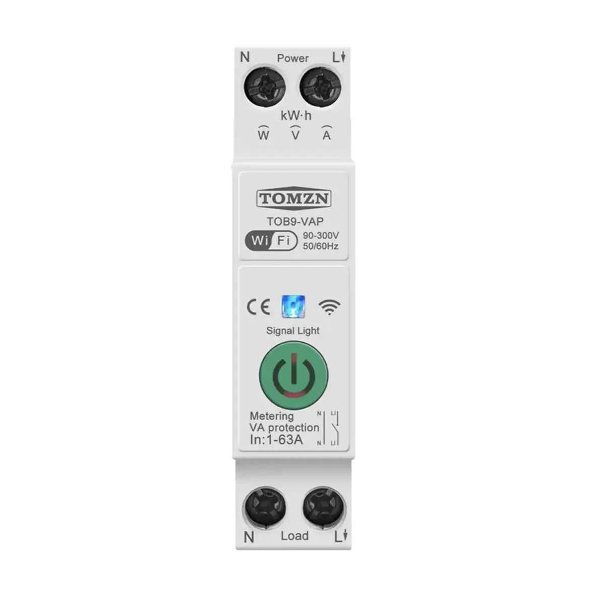 Interruptor Inteligente WiFi con Medidor de Energía y Protecciones – 1P+N 63A