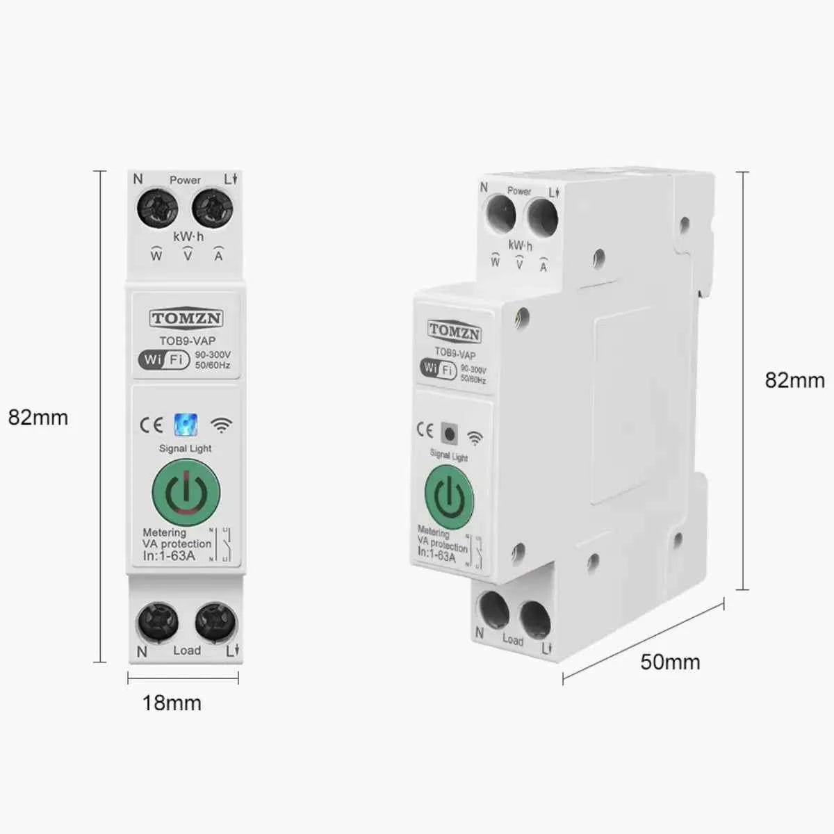 Interruptor Inteligente WiFi con Medidor de Energía y Protecciones – 1P+N 63A