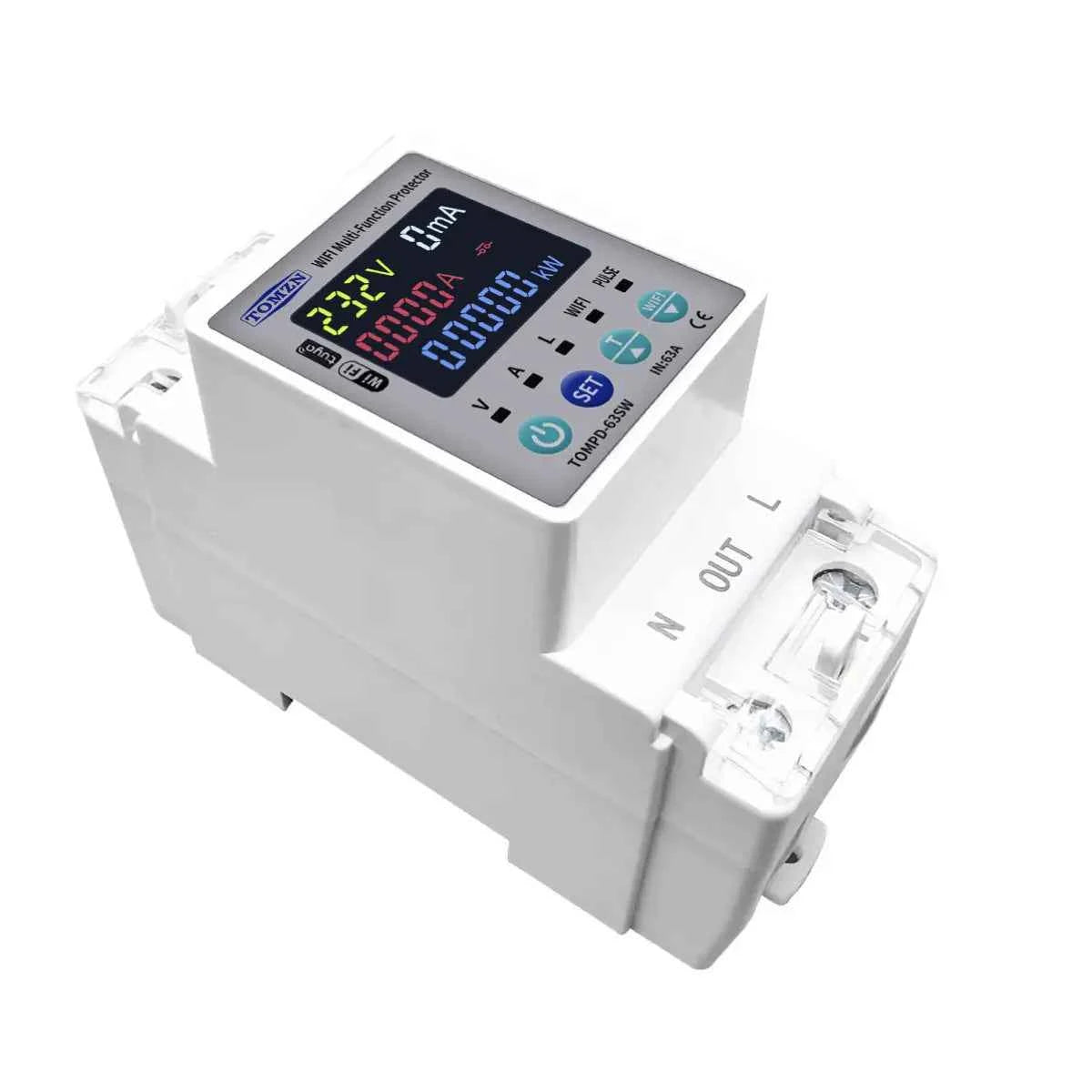Interruptor Inteligente WiFi con Medidor kWh y Protecciones – 2P 63A