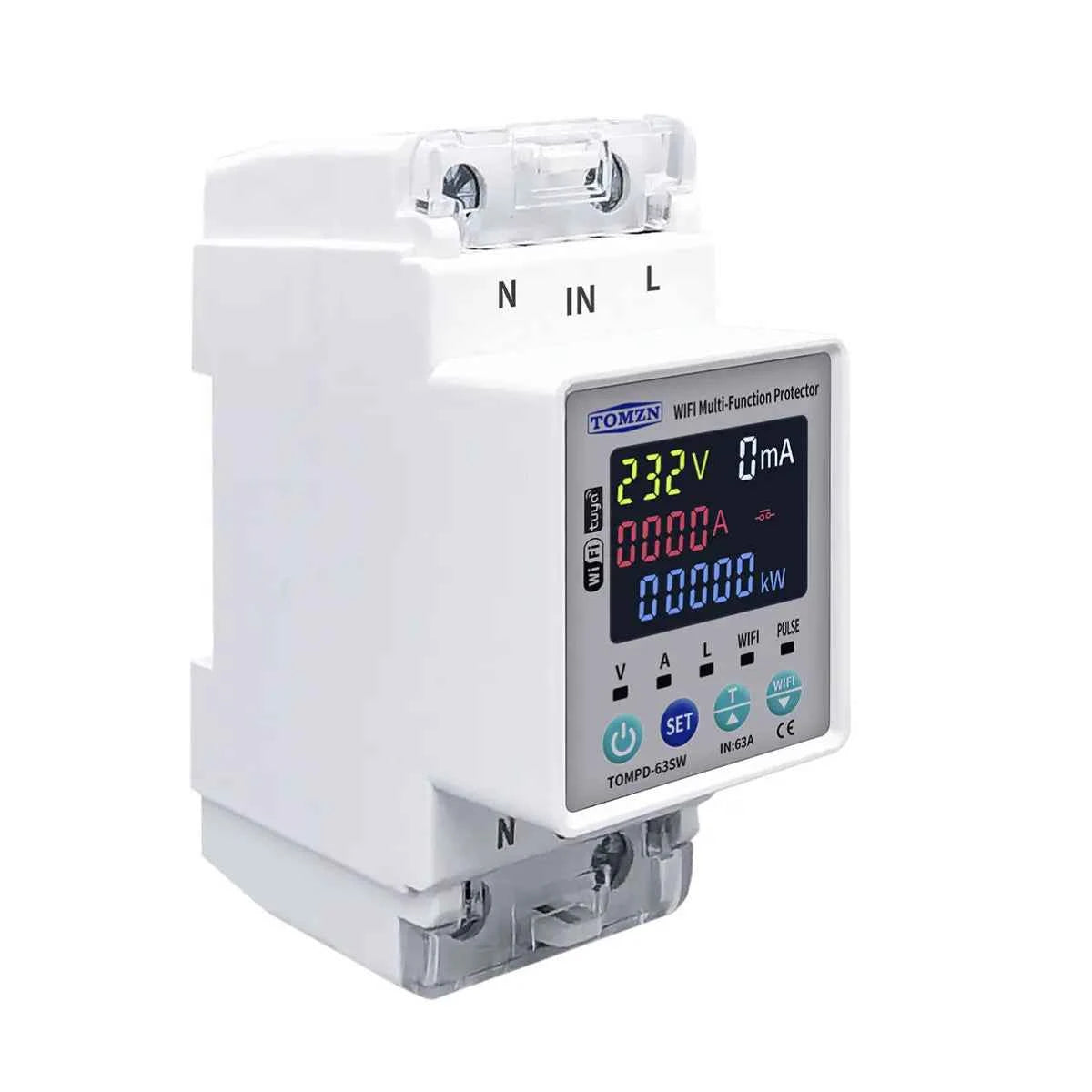 Interruptor Inteligente WiFi con Medidor kWh y Protecciones – 2P 63A