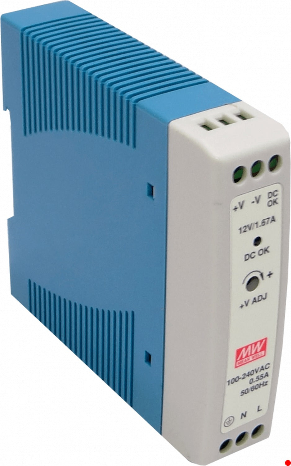 MDR-20-12 MEANWELL 12VCC 20W 1,67A Regulable Ancho-24mm Carril-DIN Fuente-de-Alimentación vista 2