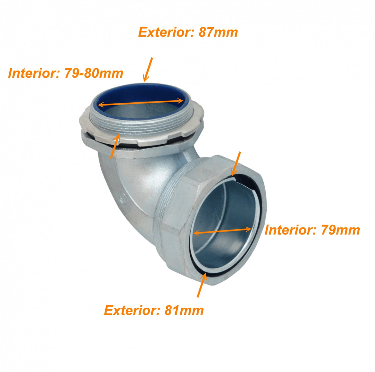 M03-SAC Conector metálico codo prensaestopas de 3 pulgadas para tubería flexible aislante, protección IP65
