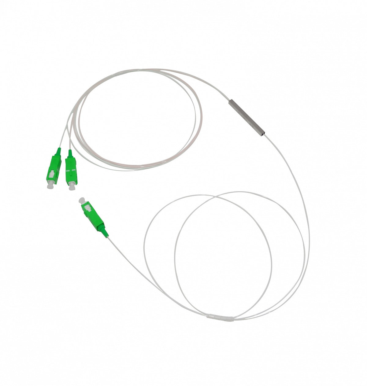 SPLITTER-02A Divisor óptico PLC 1x2 SC/APC para redes EPON/GPON con cable G657A1 de 0,9mm y 200cm compatible con 1260-1650nm
