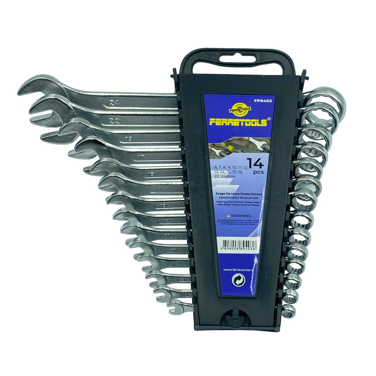 KM6369 FERRETOOLS Set de 14 Llaves Hexagonales y de Corona de 6mm a 24mm