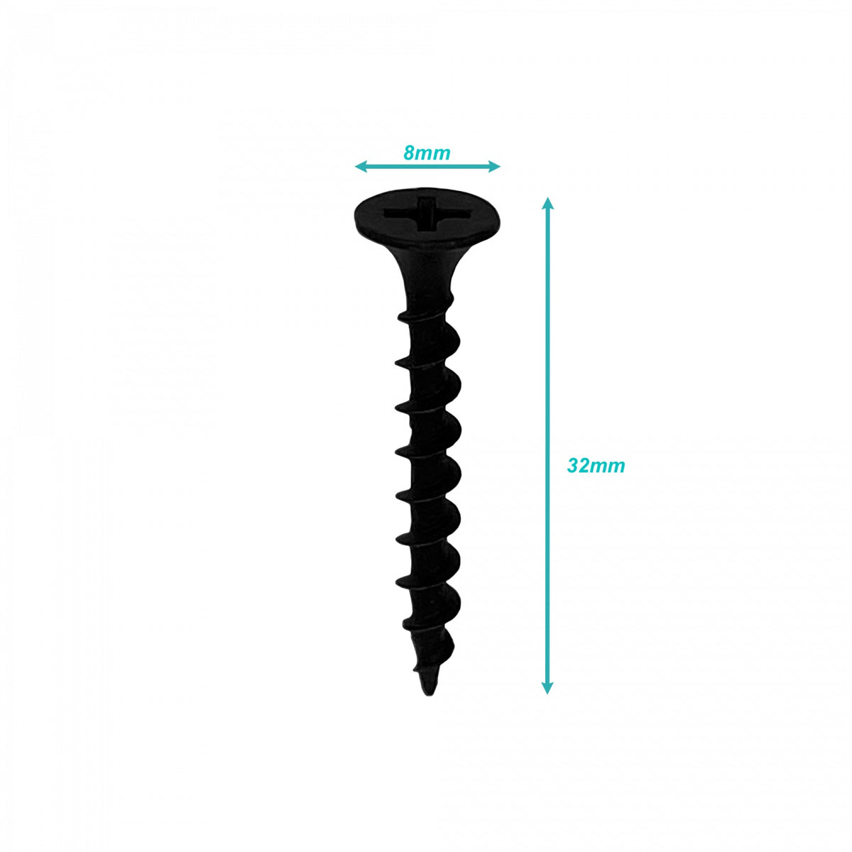 PN6-12. 20-u. 6 x 1 1/4 Longitud-32mm Negro Yeso Cruz Perno Punta 1,25p