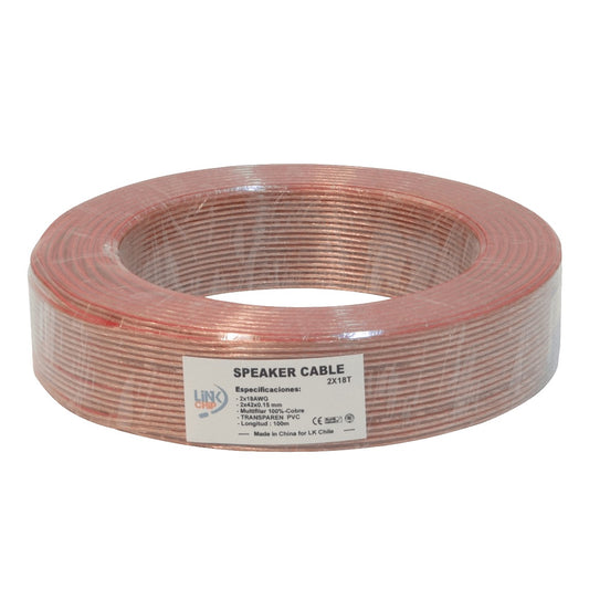 2X18T Cable Paralelo Transparente Multifilar 2x18AWG Cobre 2x0,75mm2 100 metros 42 hilos de 0,15mm