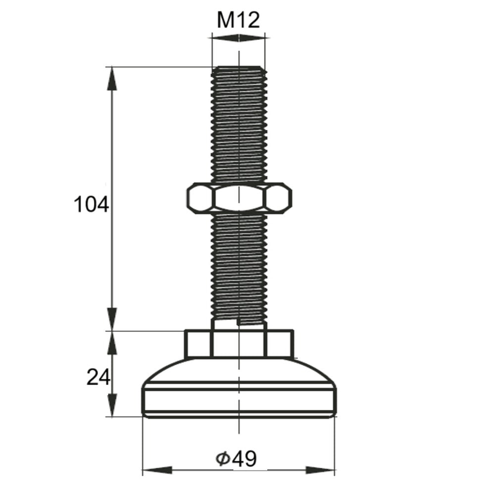 Pata ajustable M12 (Pack 4 und)