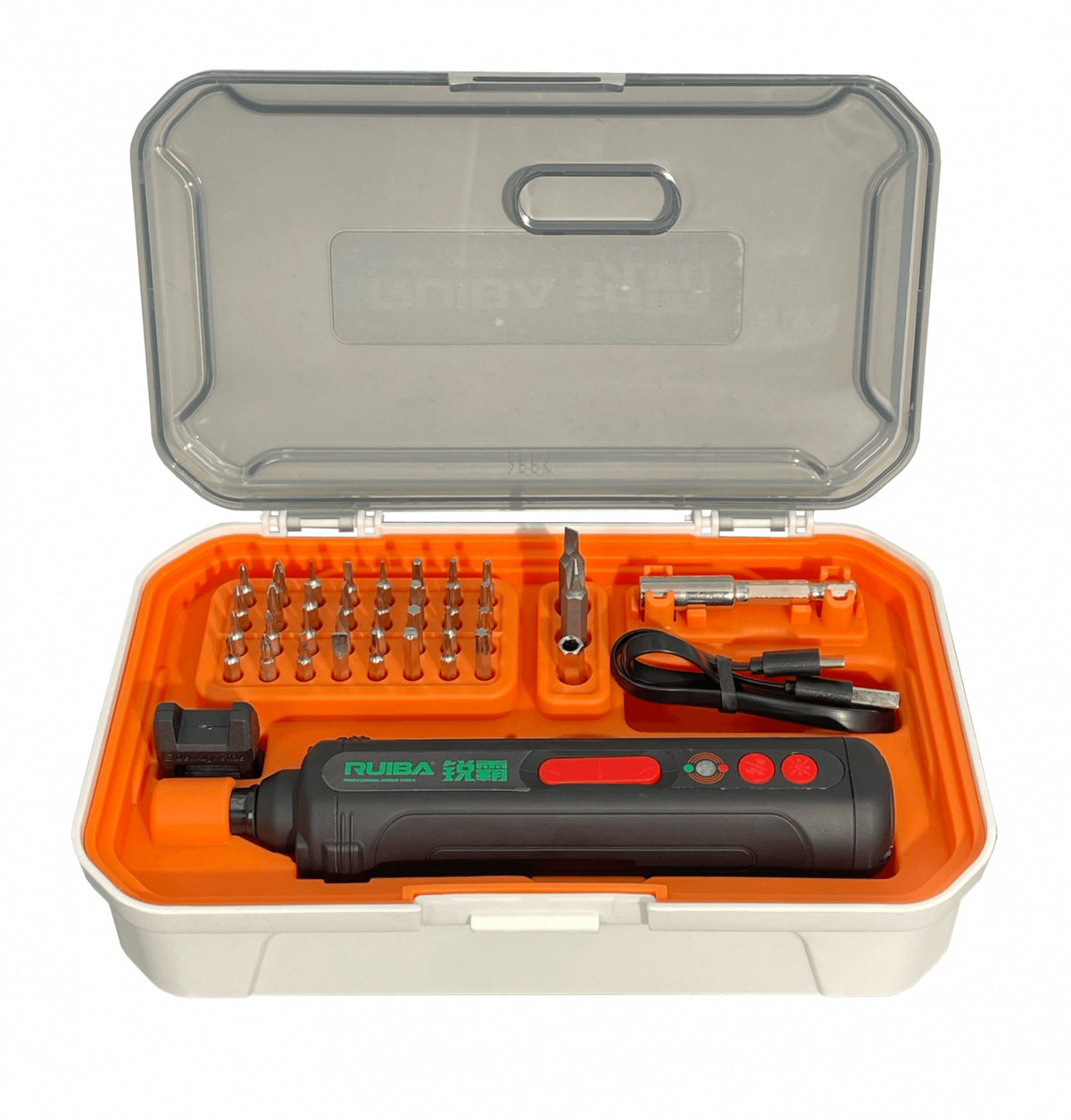 LLADOR-USB RUI Kit de Destornillador Inalámbrico Recargable 36 Puntas con Luz LED y Puerto USB