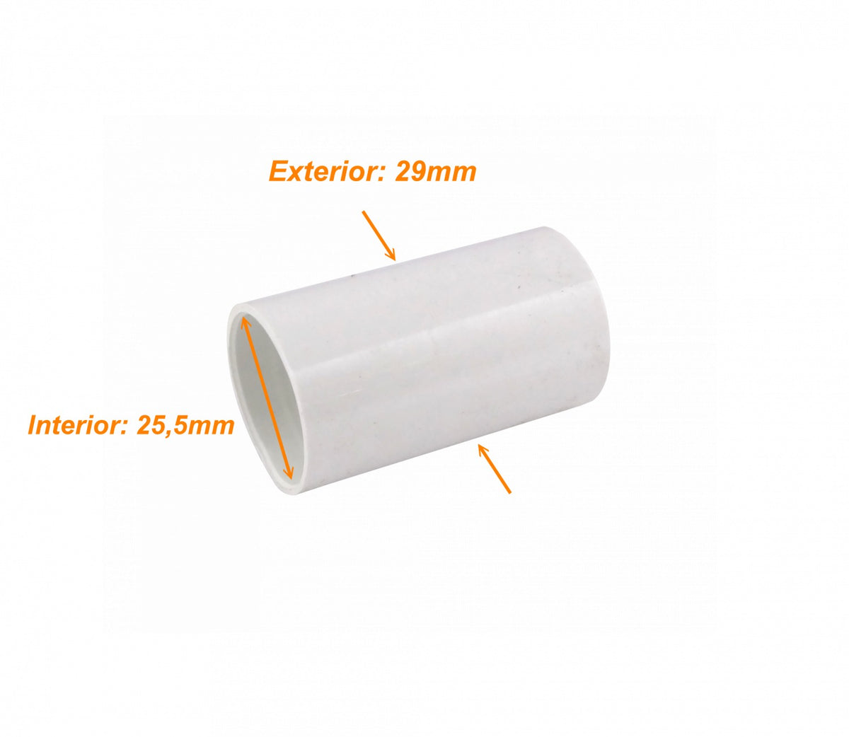 PVC25-CP Acoplador de PVC Blanco LINKCHIP para Tubo de 25mm.