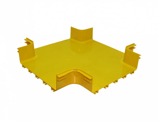 CCA-360-XM Derivación horizontal en cruz de 360x100 mm color amarillo, material PC+ABS, libre de halógenos, tipo macho