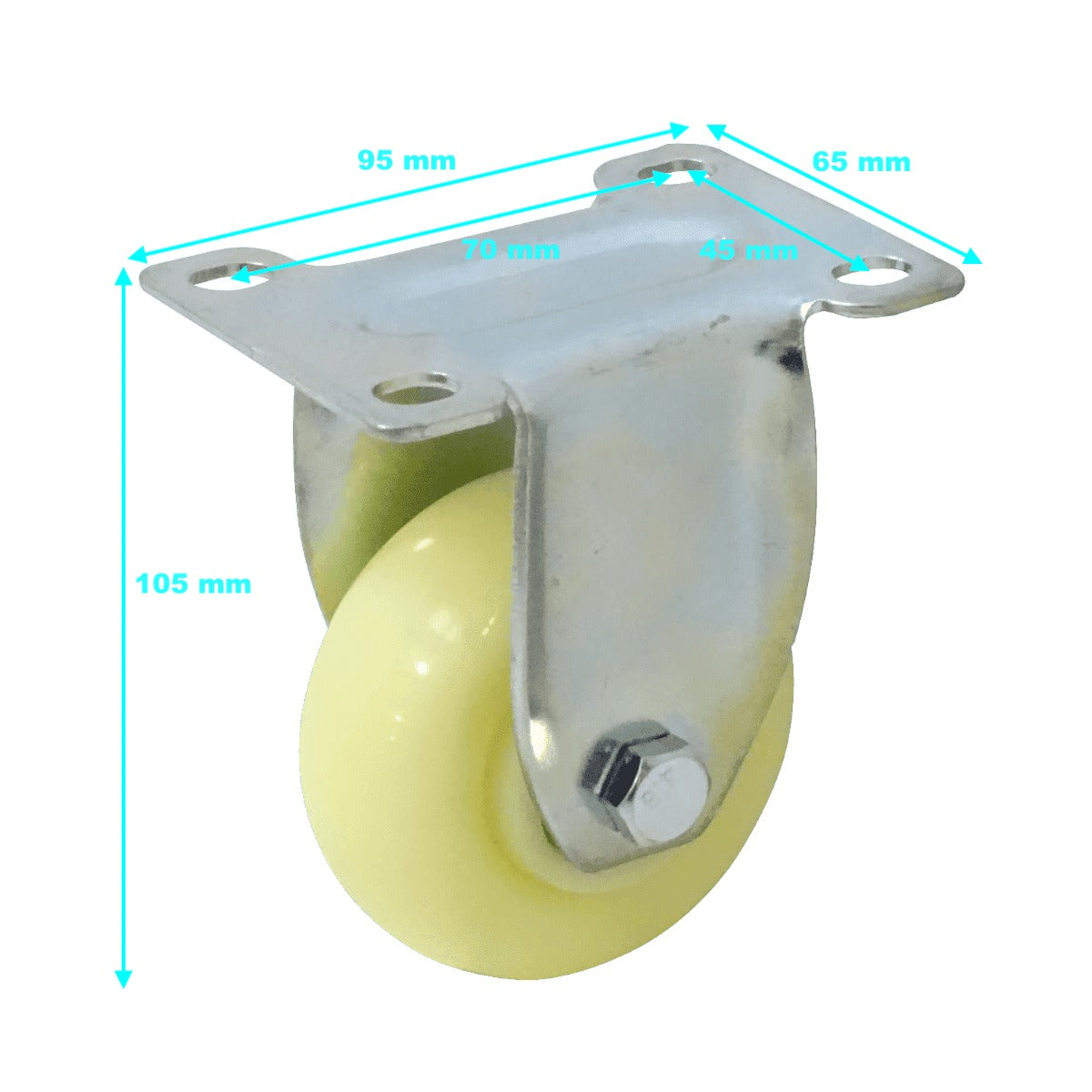 RUEDA-3B Rueda fija blanca de 3 pulgadas con capacidad de carga de 30Kg dimensiones 65x95x105mm