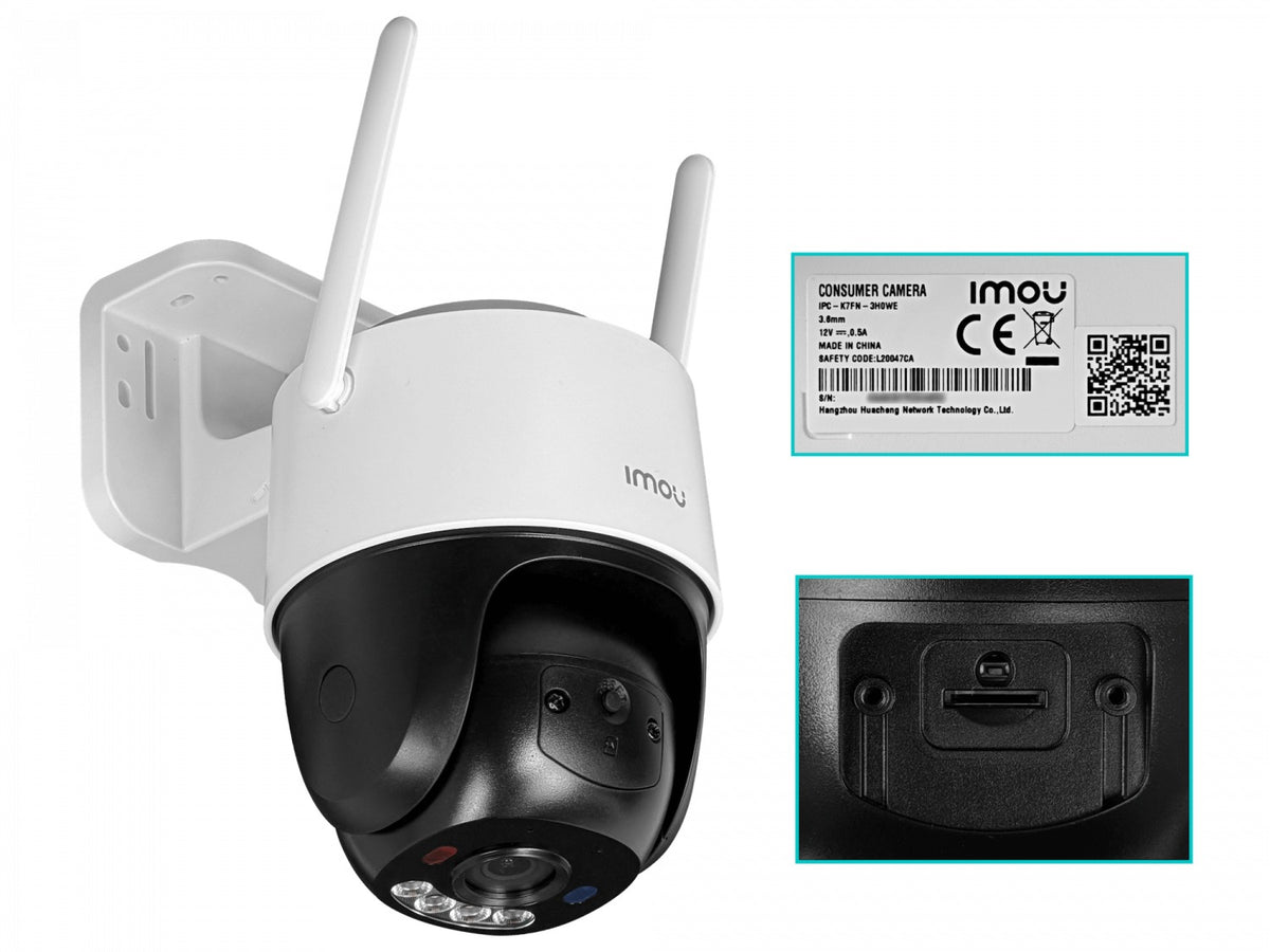CRUISER IMOU Cámara PT para exteriores Inalámbrica Resolución 3MP Audio incorporado Alcance nocturno 30mt Almacenamiento MicroSD Certificación IP66 Fuente 12V incluida