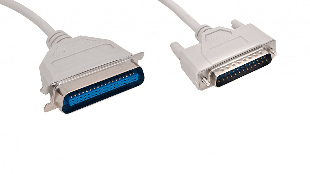 DB25CEN363 Cable Paralelo 2,5mt p/Impresora DB25-Macho CEN36 Gris VW-1 Centronics