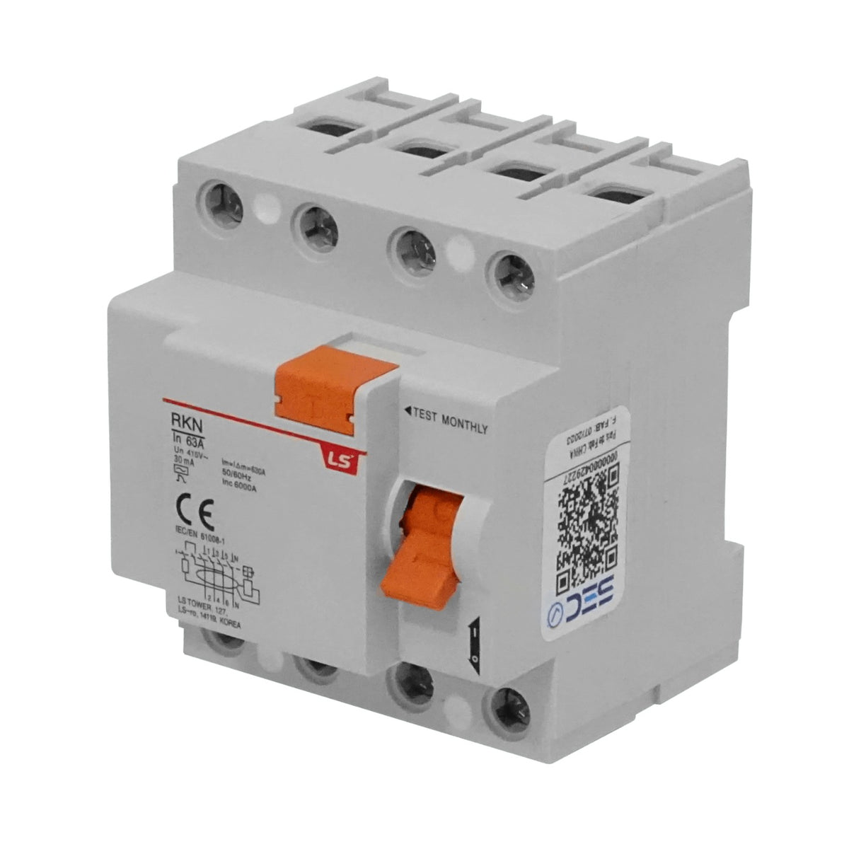 DIFERENCIAL-63A4 LS Interruptor Diferencial 4x63A 3P+1N 30mA BTDIN Proteccion RKN 72mm