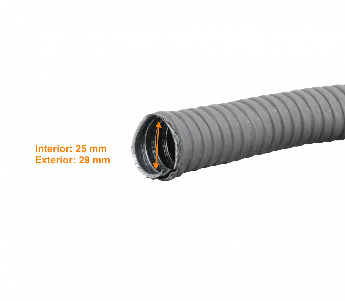 M01-50 Rollo 50m de Tubería Flexible Metálica Recubierta de PVC 1 Pulgada 25mm