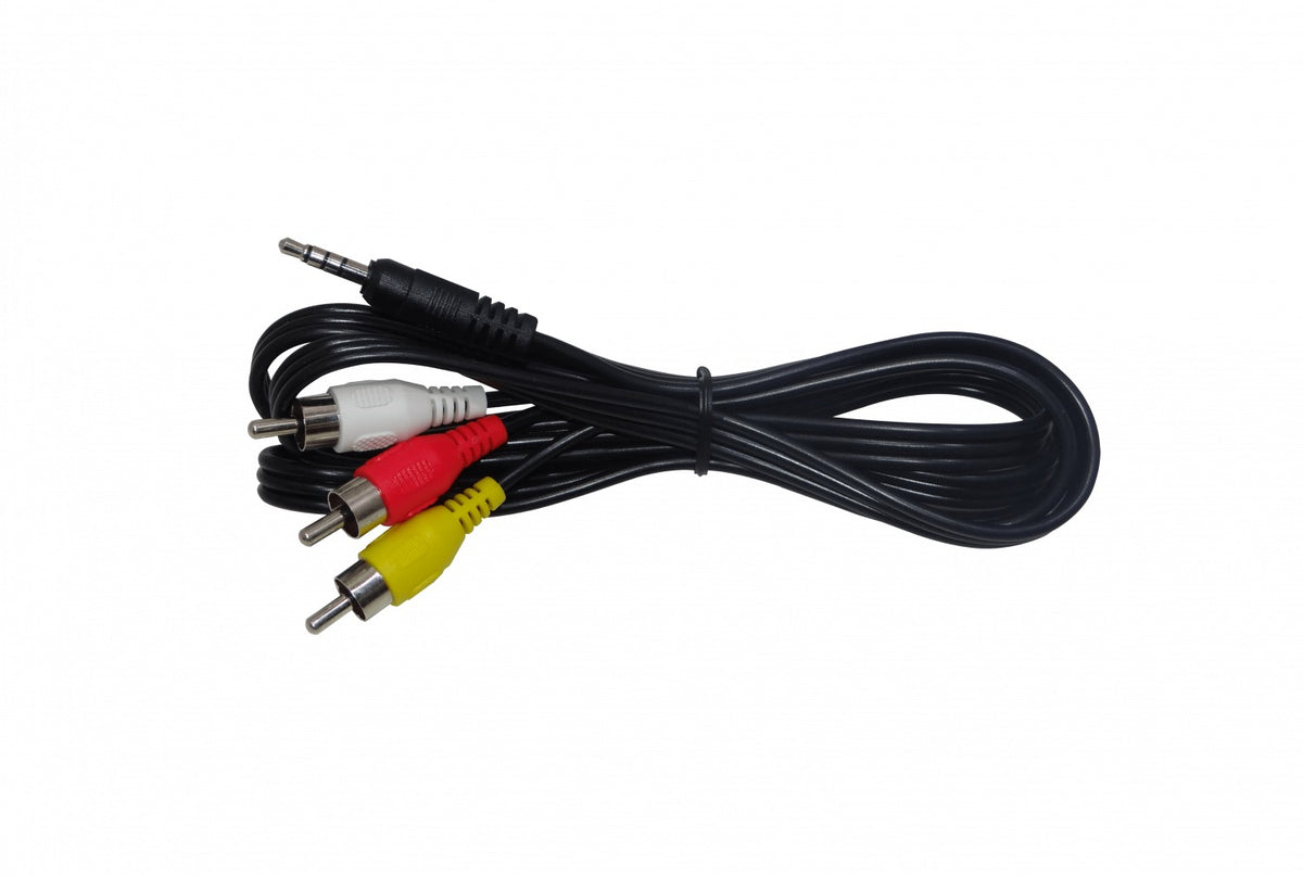 AV-2MR Cable de Audio y Video de 1 Metro, Conector Macho 3.5mm a 3 Conectores RCA Macho, Plug Phone de 1/8