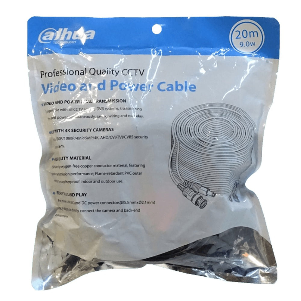 BM2-20DC DAHUA 20mt BNC-Macho/Macho Plug-Macho/Hembra Coaxial CCTV 5,5x2,1mm Cable PFM942I-20-9